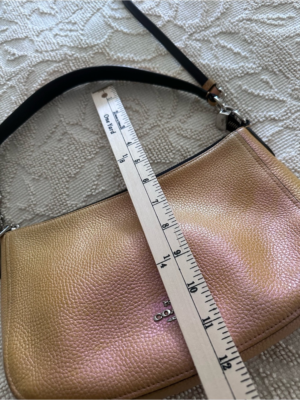 Coach Leather Iredescent Pearlescent Hologram Gold-Pink Chelsea Crossbody Purse - Picture 5 of 16